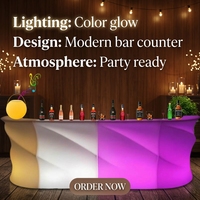 Comptoir de bar mobile éclairé par LED, 110 cm, rechargeable, 16 couleurs, pour boîte de nuit, mobilier de bar en plastique portable, LED