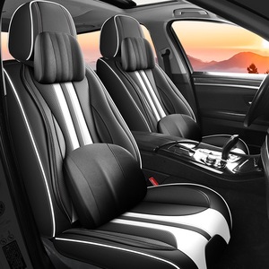 Housse de siège de voiture complète en cuir de luxe 5 places avec appui-tête et accoudoir - Product Image 5