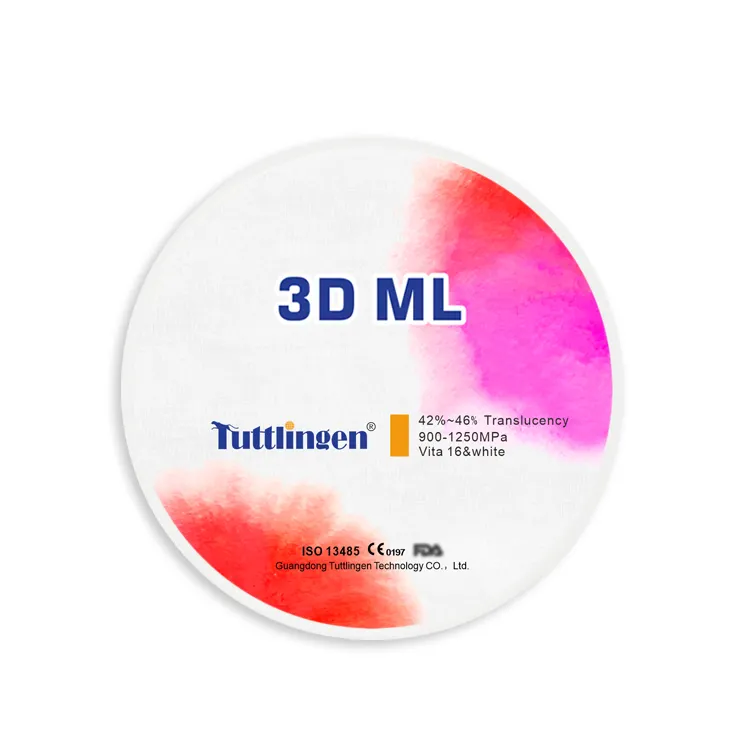 Nouvelle zircone dentaire 3D ML COULEUR 98mm Matériel d'équipement dentaire pour dents artificielles zircone dentaire