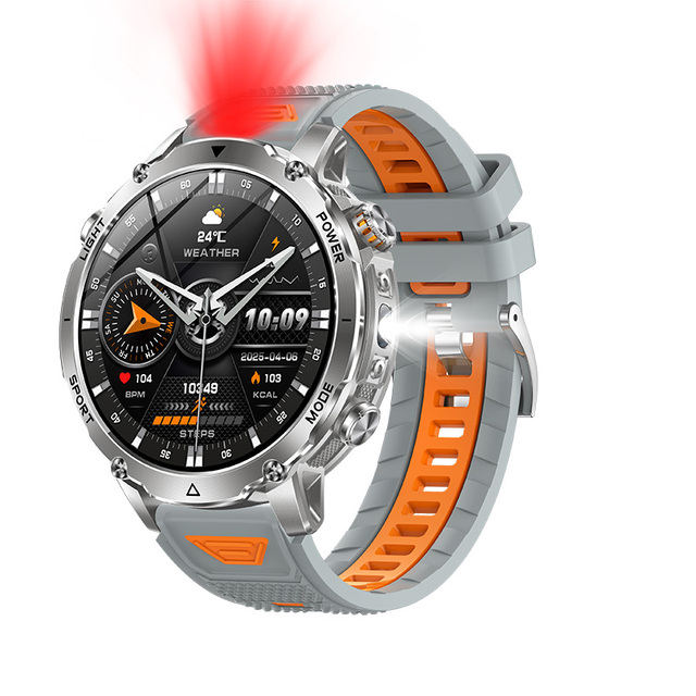 Direct Factory AK106 Smartwatch Men 1400mAh Battery IPX8 AI Voice Assistant Fitness Heart Rate Monitor BT Call SOS Flashlight