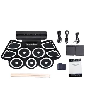 Korean European Russian fashion Educational 9-Pad Foldable portable electronic stereo digital silicon roll up drum set kit