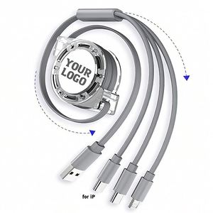 Câble de charge rapide USB rétractable 3-en-1 personnalisé avec logo imprimé, 1M, pour téléphone, vente en gros, promotionnel - Product Image 5