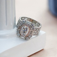 Bague de mariage personnalisée PST pour femme, GRA D VVS1, design de luxe, argent 925, moissanite taille coussin longue 2 carats
