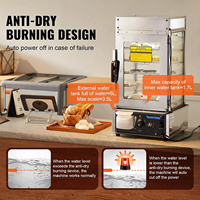 Mesin Penghangat Makanan 5 Tingkat Komersial, Mesin Pengukus Roti, Kontrol Suhu 86-230F, Stainless Steel, Pemanas Uap LED, Dim Sum