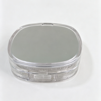 Boîtier à poudre libre transparent carré-rond vide avec miroir, conteneur cosmétique portable avec tamis pour emballage de maquillage
