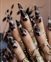 Ongles Stiletto Extra Longs à Coller, Faux Ongles Brillants Rouge Vin Uni, Embouts d'Ongles en Acrylique Faits Main Réutilisables pour Fêtes et Cosplay