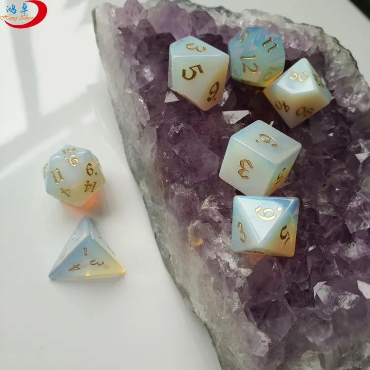 Cristal de roca Natural/opalite cuarzo dados piedra de juego