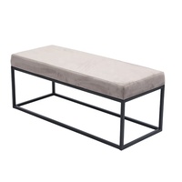 Chaise de salon moderne, 1 pièce, avec Base en métal, banc avec rembourrage en velours bleu