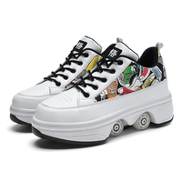 Nouvelles chaussures Kick Roller baskets style cool avec 4 roues en stock d'usine chaussure de skate pour enfants, garçons et filles