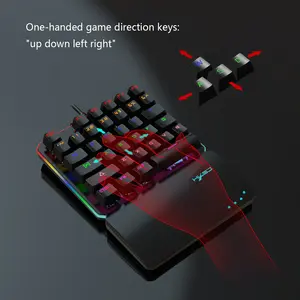 Set Keyboard Mouse Gaming Mekanik, Mouse Game RGB, Mouse Keyboard Satu Tangan untuk Pubg Plus Keyboard Pemrograman