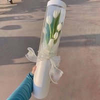 Boîte à roses personnalisée, boîte à fleurs ronde en tube avec une grande fenêtre transparente