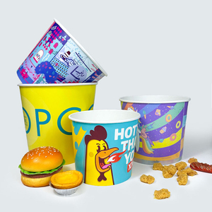 Cubo de papel desechable ecológico para palomitas de maíz, con logo personalizado impreso, apto para alimentos, para cine, salas de cine, contenedor de comida para llevar. - Product Image 4