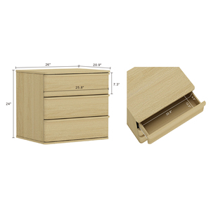 Nightstand In Natural Oak Wood <b>Under</b> <b>Bed</b> Storage Drawer Cabinet - Product Image 3