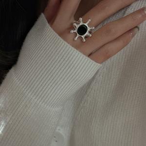 S925 Sterling Silver Simple Blogger Style Ring Version coréenne Conception de niche avec pierre d'agate coupée en gros - Product Image 4