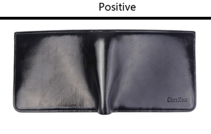 Carrken-cartera clásica de cuero PU con botón para hombre, billetera masculina de sección corta con cera de aceite, monedero, tarjetero - Product Image 3