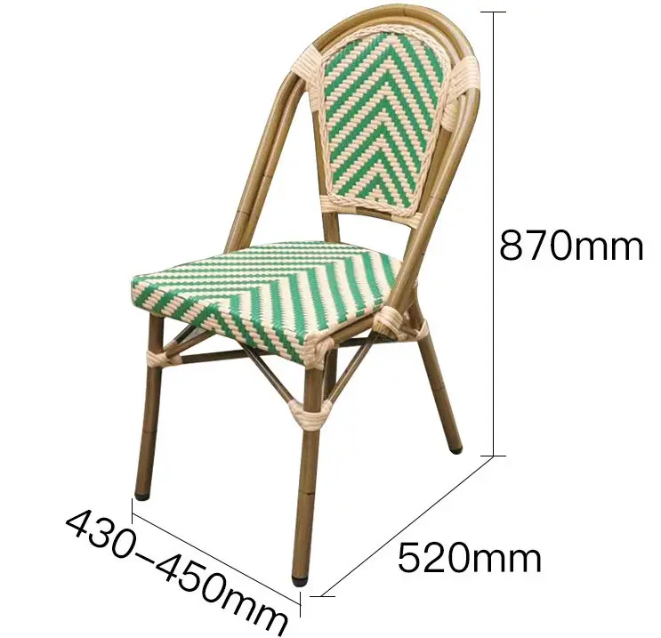 Poly Rattan Wicker Stacking Chair Aluminum Bamboo Hotel Restaurant Dining Chair multicolour Wholesale Garden Outdoor furniture