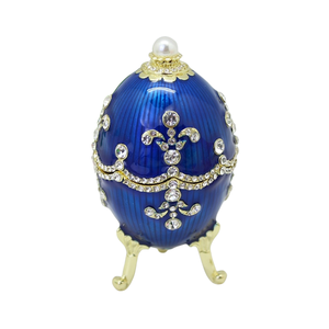 SHINNYGIFTS Émaillé <span class=keywords><strong>Fabergé</strong></span> <span class=keywords><strong>Oeuf</strong></span> <span class=keywords><strong>Style</strong></span> Décoratif Oeufs De Pâques Ovale Bijoux Bibelot Boîte Organisateur Cadeau D'anniversaire Objets De Collection - Product Image 1