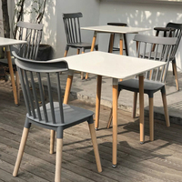 Chaises en plastique classiques et simples, vente en gros, chaises de bistrot nordiques modernes en bois massif avec dossier, pour café américain et extérieur