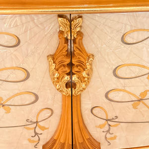 نحت على الطراز الباروكي الإيطالي ، دولاب جانبي كلاسيكي فاخر من الذهب الأبيض لغرف المعيشة في الفيلا ، ردهة الفندق - Product Image 4