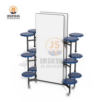 Table de cantine scolaire JS en métal, moderne, 12 places, pliable, extensible, usage commercial