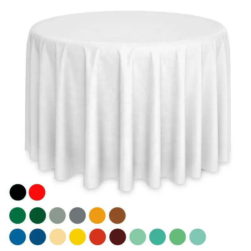 132 Round White Table Cloth Stain Resistant Polyester Tablecloths 120 Inch Round Tablecloth for Party Wedding Banquet Restaurant