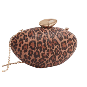 Elegante Bolso de Mano con Estampado de Leopardo para Mujer, Bolso de Noche de Piel Sintética, Bolso de Mano para Fiesta de Cóctel con Correa de Cadena - Product Image 3