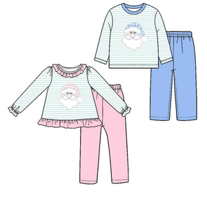 Girls Boys <b>Christmas</b> Pajama Sets Long Sleeve Striped Santa Tops With Pants <b>Toddler</b> <b>Outfit</b> - Product Image 4