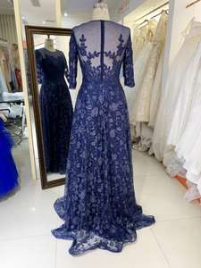 Bleu marine grande taille broderie manches longues dos jupe en tulle mère <span class=keywords><strong>de</strong></span> la <span class=keywords><strong>mariée</strong></span> robes <span class=keywords><strong>de</strong></span> soirée - Product Image 6