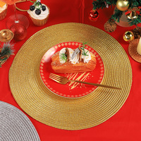 Sets de table ronds tressés scintillants de 15 pouces, napperons lavables brillants pour la décoration de table de mariage et de fête
