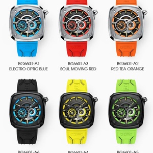 Montre de luxe pour homme BG6601-A, marque tendance, automatique, mécanique, boîtier carré, étanche, saphir, lumineuse, bracelet en Viton - Product Image 4