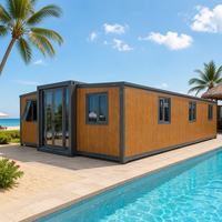 Maison conteneur de luxe extensible 40 pieds, préfabriquée pliable, logement d'urgence, habitation familiale pour jardin avec 3 lits et finition intérieure