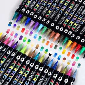 Art <b>Permanent</b> Paint <b>Marker</b> Pens Dual Tip Acrylic Marcadores Doble Punta Water Based Ink for Drawing Craft - Product Image 4