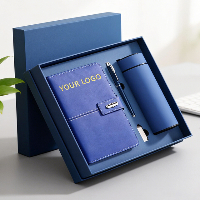 Wholesale Business Promotional Gift Set Custom Logo USB Disk Vacuum Cup Pen and Planner Notebook Gifts With Box