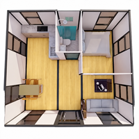 Expédition immédiate : Maison conteneur préfabriquée extensible de 20 pieds en panneaux sandwich, 1 chambre, 1 salle de bain, avec option bureau à domicile