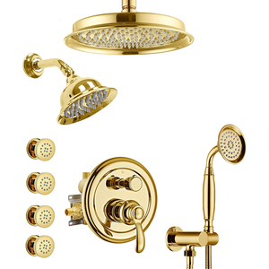 Système de douche antique de luxe <span class=keywords><strong>SPA</strong></span> jets de massage à jet arrière plafond pluie montage mural Vintage pluie salle de bain robinet ensemble de douche - Product Image 1