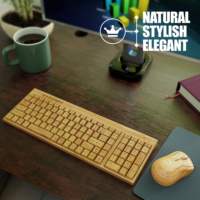 Combo clavier et souris en bambou sans fil USB, ordinateur multimédia en bois, clavier et souris ergonomiques, ensemble cadeau