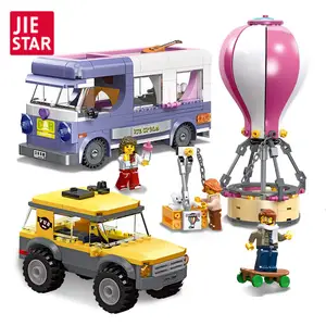 JIESTAR City Series Country Trip Sommercamp Baustein Set mit Wohnmobil und Mini Figuren Jungen Mädchen Diy pädagogisches Geschenkset