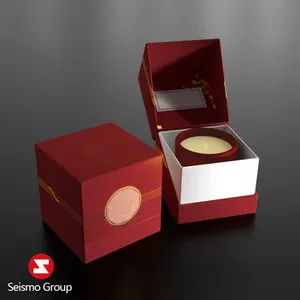 定制设计豪华方形艺术纸硬质纸板箱，用于带盖和礼品包装解决方案的空蜡烛罐容器