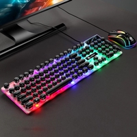 Clavier mécanique de jeu, touches punk, 104 touches, clavier d'ordinateur, claviers de jeu filaires, rétroéclairage RVB pour ordinateur de bureau, autocollant russe