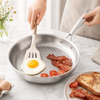Panci Titanium 12 inci Aman untuk Mesin Cuci Piring, Kompatibel dengan Kompor Induksi, Anti Lengket, Food Grade, Panci Penggorengan Titanium Murni Bertekstur