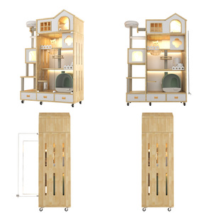 Villa per Gatti Multifunzionale Moderna e Traspirante per Soggiorno, Stabile e Durevole, Lussuosa Casa per Gatti in Legno con Doppia Porta - Product Image 5