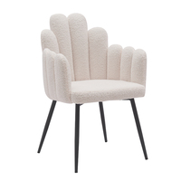 Nouvelle arrivée Chaise de salle à manger et de chambre à coucher de luxe au design nordique Sherpa de loisirs moderne à boucle blanche tuftée pour le salon