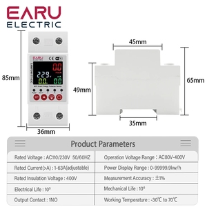 Interruptor Diferencial Inteligente Tuya <span class=keywords><strong>de</strong></span> 63A CA 230V con Medidor <span class=keywords><strong>de</strong></span> Energía kWh, Protecció<span class=keywords><strong>n</strong></span> Contra Sobretensió<span class=keywords><strong>n</strong></span>, Baja Tensió<span class=keywords><strong>n</strong></span> y Fugas a Tierra - Product Image 3