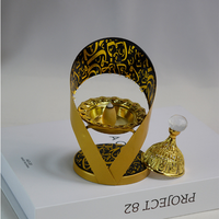 Lampe à parfum géométrique en céramique dorée, porte-encens, encensoir, bois de santal, graines d'anis étoilé, senteurs essentielles, décoration de réception de mariage