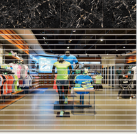 Porte roulante commerciale transparente en métal, cadre en métal, porte roulante en alliage d'aluminium pour supermarché