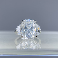 Nouvelle Arrivée Bague en Argent 925 Original avec Moissanite de 6-10 Carats, Taille Poire Brillante, Coupe Ovale, Couleur D, Bijoux Fins pour Mariage