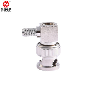 High Quality 4GHz 50Ohm Right Angle Male <strong>BNC</strong> RF <strong>Connector</strong> Brass Nickel Plated PC <strong>Copper</strong> Video Monitoring Crimped RG58 Cable&quot; - Product Image 3