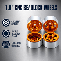 Lot de 4 jantes Beadlock améliorées de 1,0 pouce avec moyeu micro CNC pour pièces de rechange 1/24 et 1/18