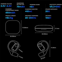 Écouteurs Bluetooth sportifs Y30 OWS à conduction aérienne avec crochet d'oreille, réduction de bruit ENC, certifiés CE FCC RoHS