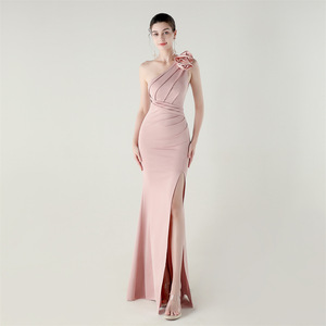 33675 #   Vestido de Noche Sexy con Abertura Alta, Diseño de Flores Tridimensional en un Solo Hombro, Satinado, para Cena, Boda o Evento <span class=keywords><strong>Social</strong></span> - Product Image 2